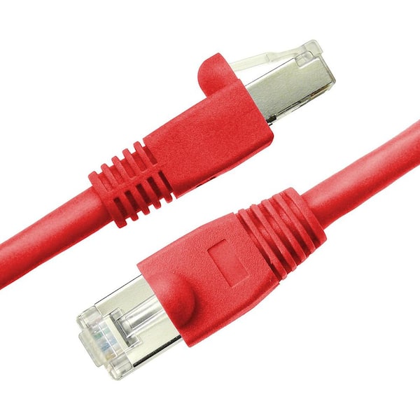 NTW 3 ft. Cat6a Snagless Shielded Network Patch Cable, Red - The Home