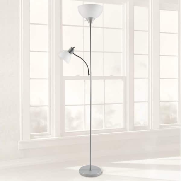 Hampton Bay 71.5 in. Silver Mother/Daughter Floor Lamp