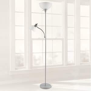 71.5 in. Silver Mother/Daughter Floor Lamp with LED Bulb Included