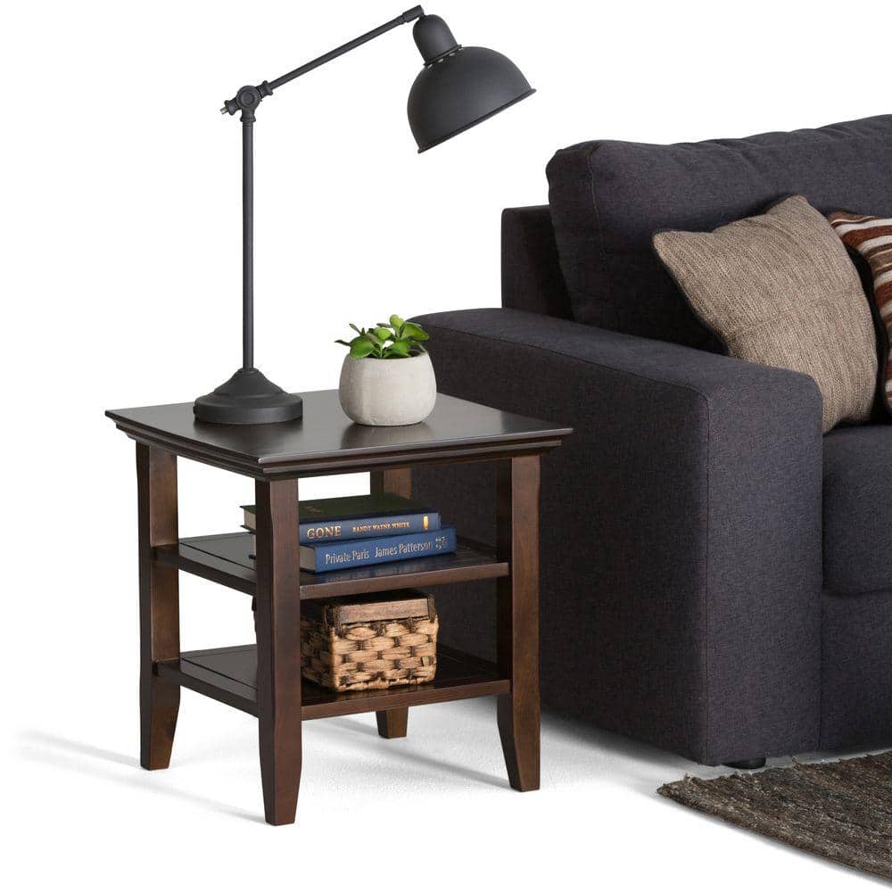 Acadian Brunette Brown Solid Wood Transitional End Table