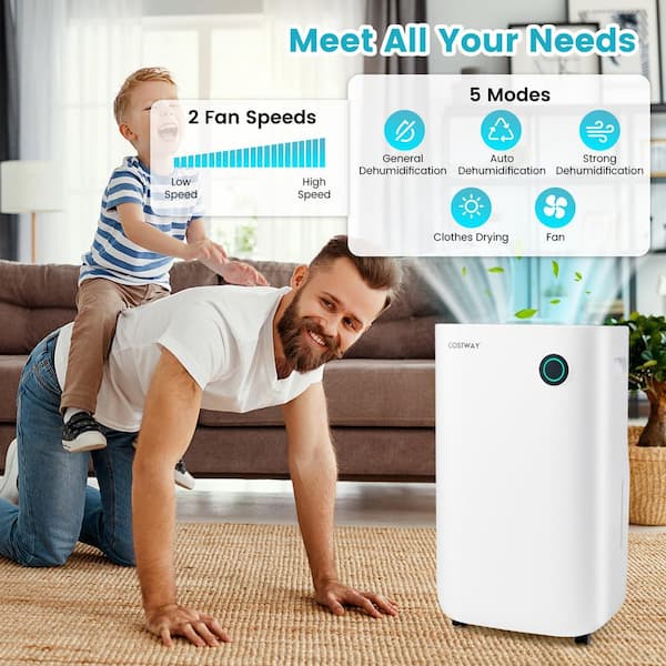 73 pt. 4500 sq.ft. Dehumidifier for Home & Basements Quiet Dehumidifier in. White with 5 Modes