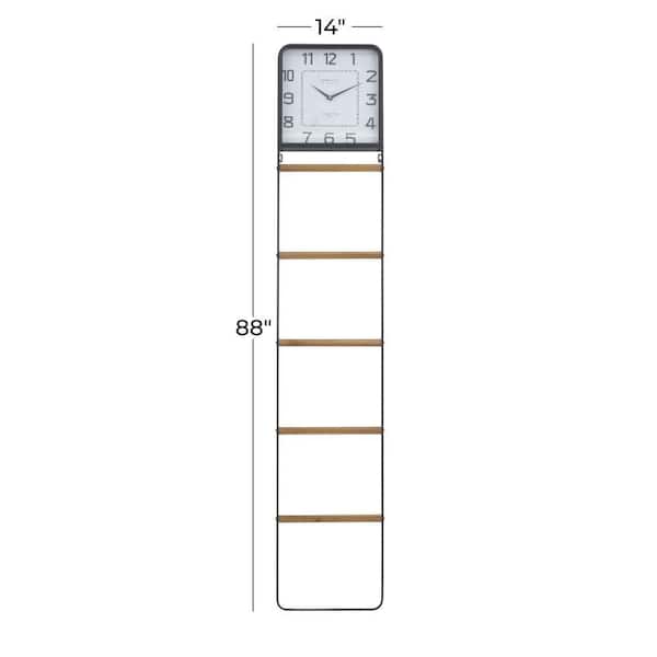 88 in. Black Metal Country Cottage Ladder Shelf Bookcase