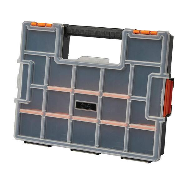 TAFCO PRODUCTS 15-Compartment Wall Mount Pro JR Small Parts Organizer, Orange