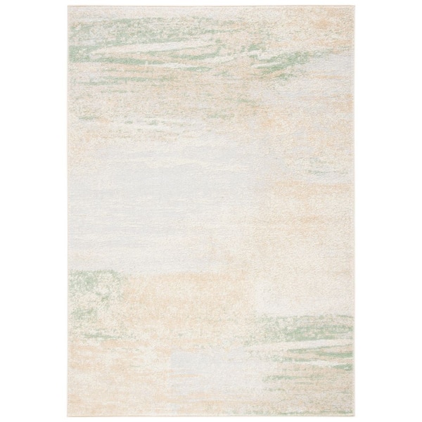 Adirondack Ivory/Gold Solid Color 5 ft. x 8 ft. Distressed Area Rug