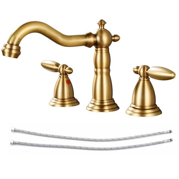 Double Handles 8 in. Widespread Bathroom Faucet 3-Hole Sink Faucet in Antique Brass