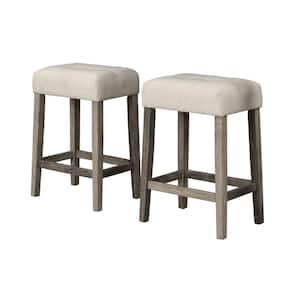 Kendra 23.5 in. Backless Antique Natural Oak Wood Counter Height Stools (Set of 2)