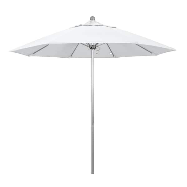 California Umbrella 9 ft. Fiberglass Market Pulley Open S Anodized Patio Umbrella in Natural Pacifica