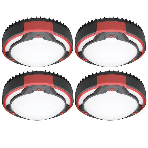 Commercial Electric Spin Light 9 in. Black Red Heavy-Duty Design Selectable LED Flush Mount Ceiling Light 1100 Lumens 3 CCT (4-Pack)