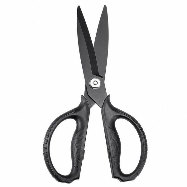 Black Titanium Plated Heavy Duty Japanese Kitchen Scissors with Micro Serrated Edge, Stainless Steel Kitchen Shears