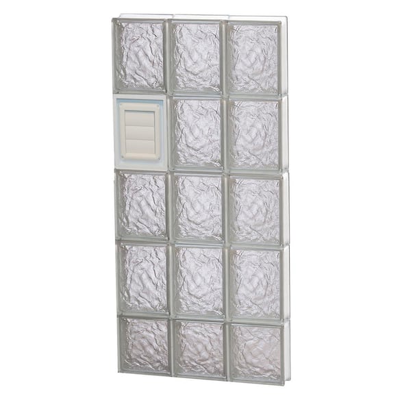 Clearly Secure 17.25 in. x 36.75 in. x 3.125 in. Frameless Ice Pattern Glass Block Window with Dryer Vent