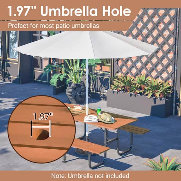attach patio umbrella to picnic table Wooden Replacement 56”Umbrella Height 46