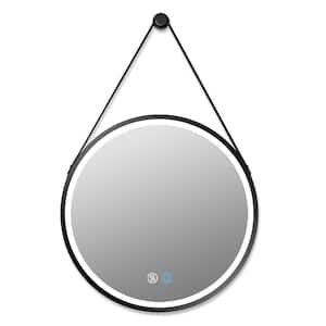 Rounded Corners Scratch Resistant 32 in. W x 32 in. H Round Metal Framed Dimmable Wall Bathroom Vanity Mirror in Black