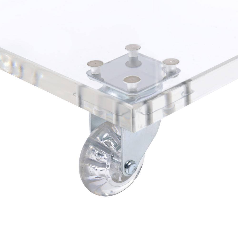 Clear Acrylic Rectangular Snack Table with Removable Casters