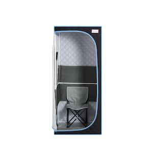 1-Person Black Infrared Sauna with Sauna Tent, Remote Controller, Steam Generator, Mat Board and Foldable Chair