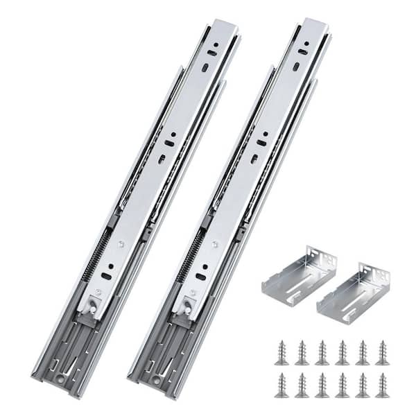 22 in. Zinc-Plated Steel Rear/Side Mount Soft-Close Heavy Duty Ball Bearing Full Extension Drawer Slides 1-Pair