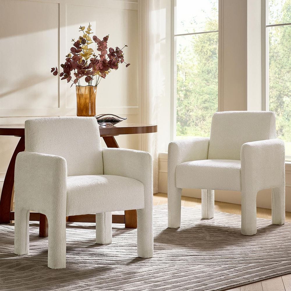Novia Chair JAYDEN CREATION Novia Ivory Polyester Dining Chair with Wood Frame ...