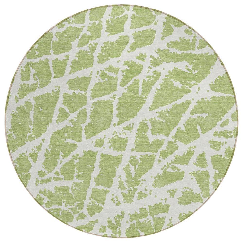 Green and White 8 ft. Round Abstract Indoor / Outdoor Area Rug price history on PriceWatchPro
