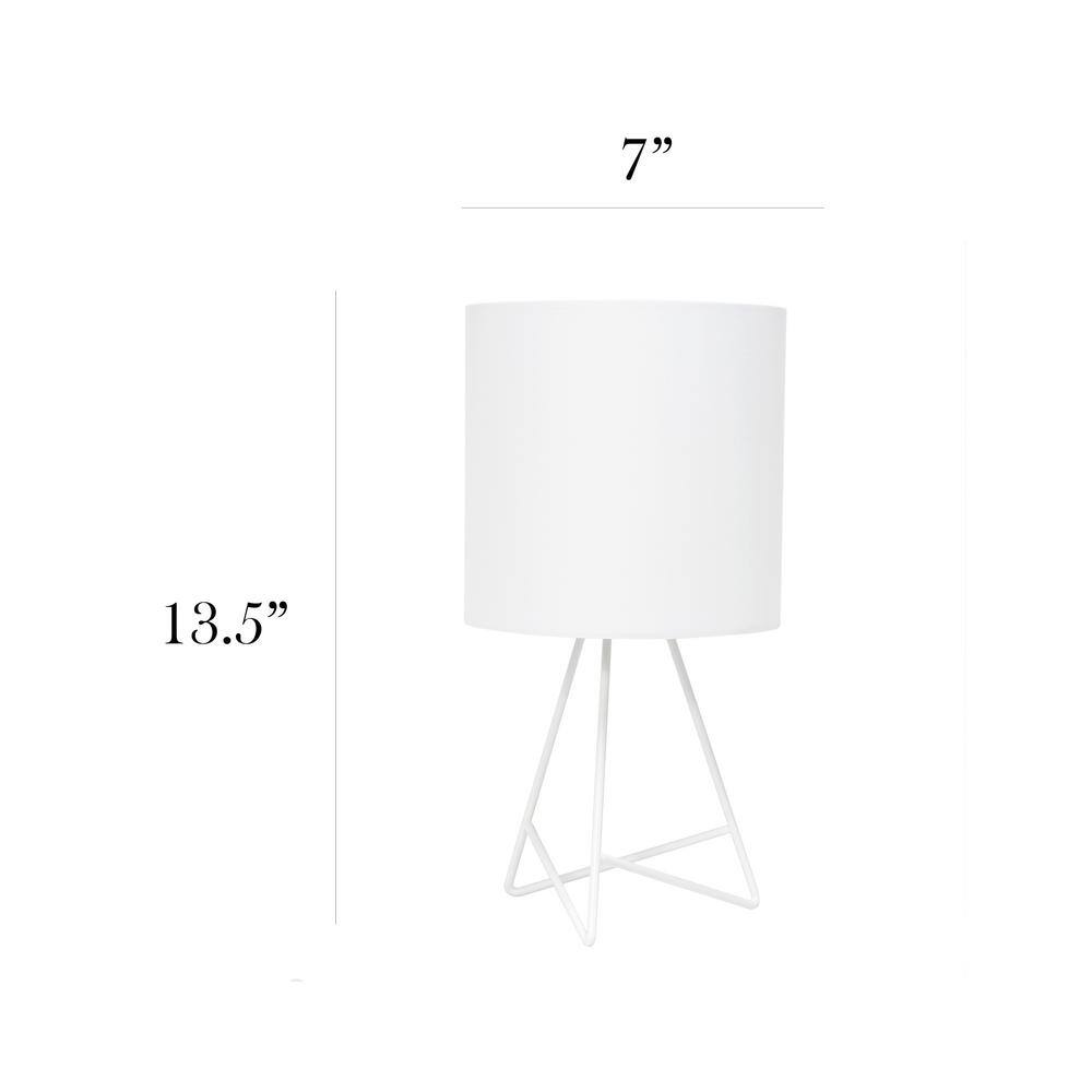 White Metal Tripod Table Lamp with Fabric Shade
