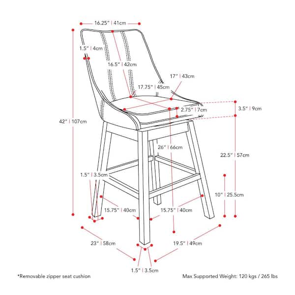 Boston 26 in. Light Grey Formed Back Wood Counter Height Fabric Barstool (Set of 2)