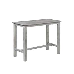 36 in. Gray High Backless Wooden Frame Adjustable Bar Stool with Wooden Seat