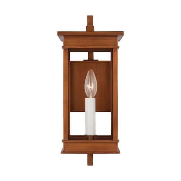 Generation Lighting Cupertino 15 in. H Natural Copper Outdoor Hardwired Small Bracket Wall Lantern Sconce with No Bulbs Included