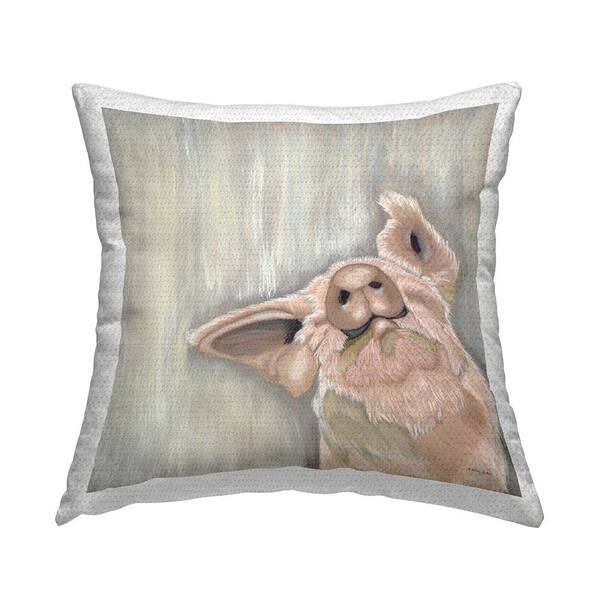 Stupell Industries Rustic Pig Looking Up Grey Square Outdoor Throw Pillow