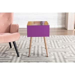 23 in. H x 18 in. W Plum Purple Stainless Steel Mirror End Table