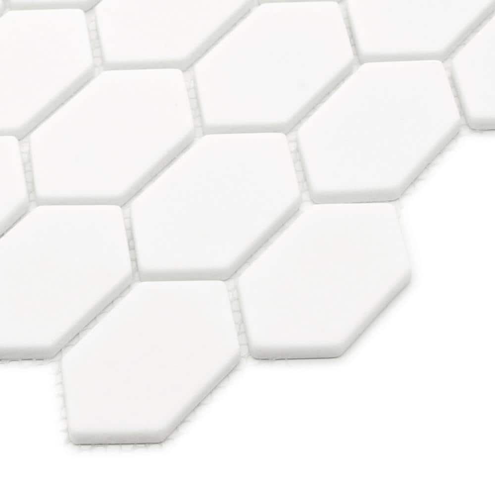 White Hexagonal Matte Glass Mosaic Tile Sheets