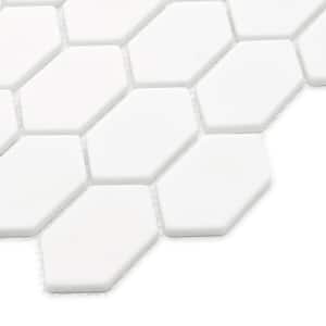 Picket 10.7 x 10.1 in. White Long Hexagon Recycled Glass Marble Looks Mosaic Floor & Wall Tile (10-Tiles, 8 sq. ft.)