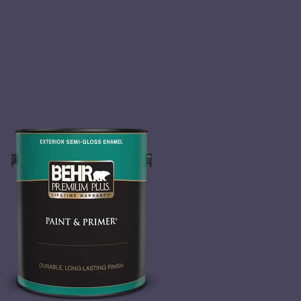 BEHR PREMIUM PLUS 1 gal. #S-H-640 Purple Blanket Semi-Gloss Enamel Exterior Paint & Primer