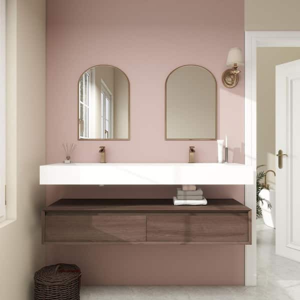 Alysa 59 in. W. x 20 in. D x 23 in. H Double Sink Floating Bath Vanity in Red Oak with White Acrylic Top