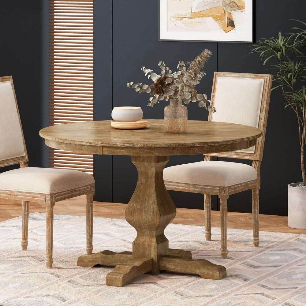Harper & Bright Designs Farmhouse Style Round Natural Wood 46.25 in ...