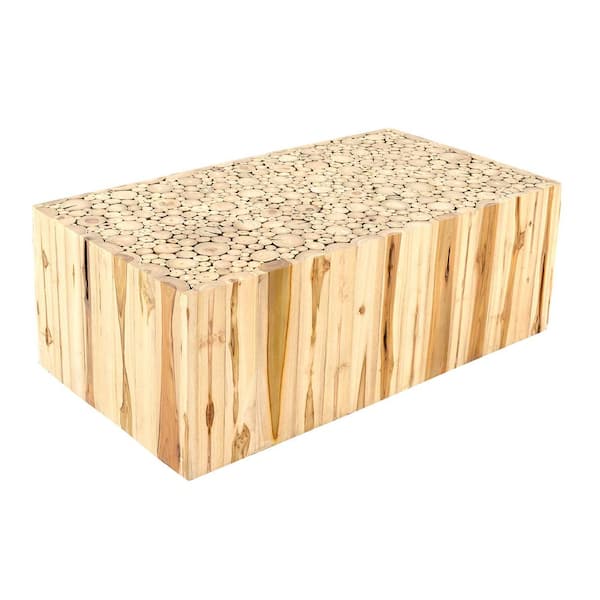 Large wood online block coffee table