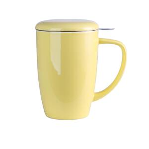 Large Tea Mug 15.2oz. Yellow with Lid and Stainless Steel Infuser -Tea-for-One Perfect Set for Office and Home Use