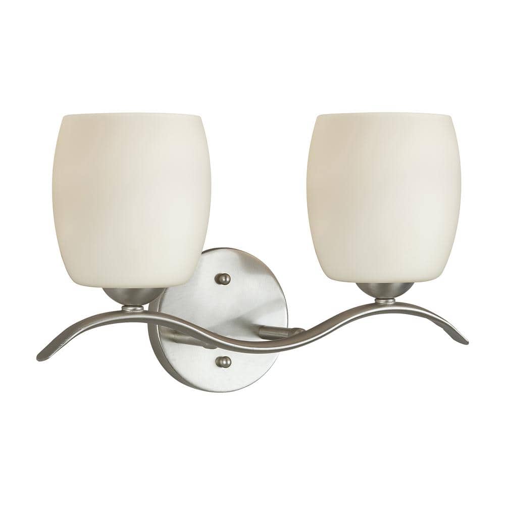 Maria 2-Light Brushed Nickel Bath Vanity Light with Satin Opal Glass