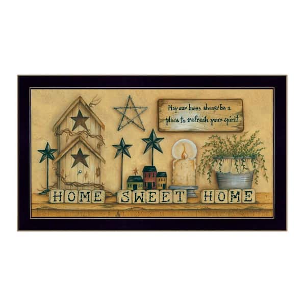 Framed 30 in. x 16 in. "Home Sweet Home" Printed Wall Art, Ready To Hang Poster, Black Frame