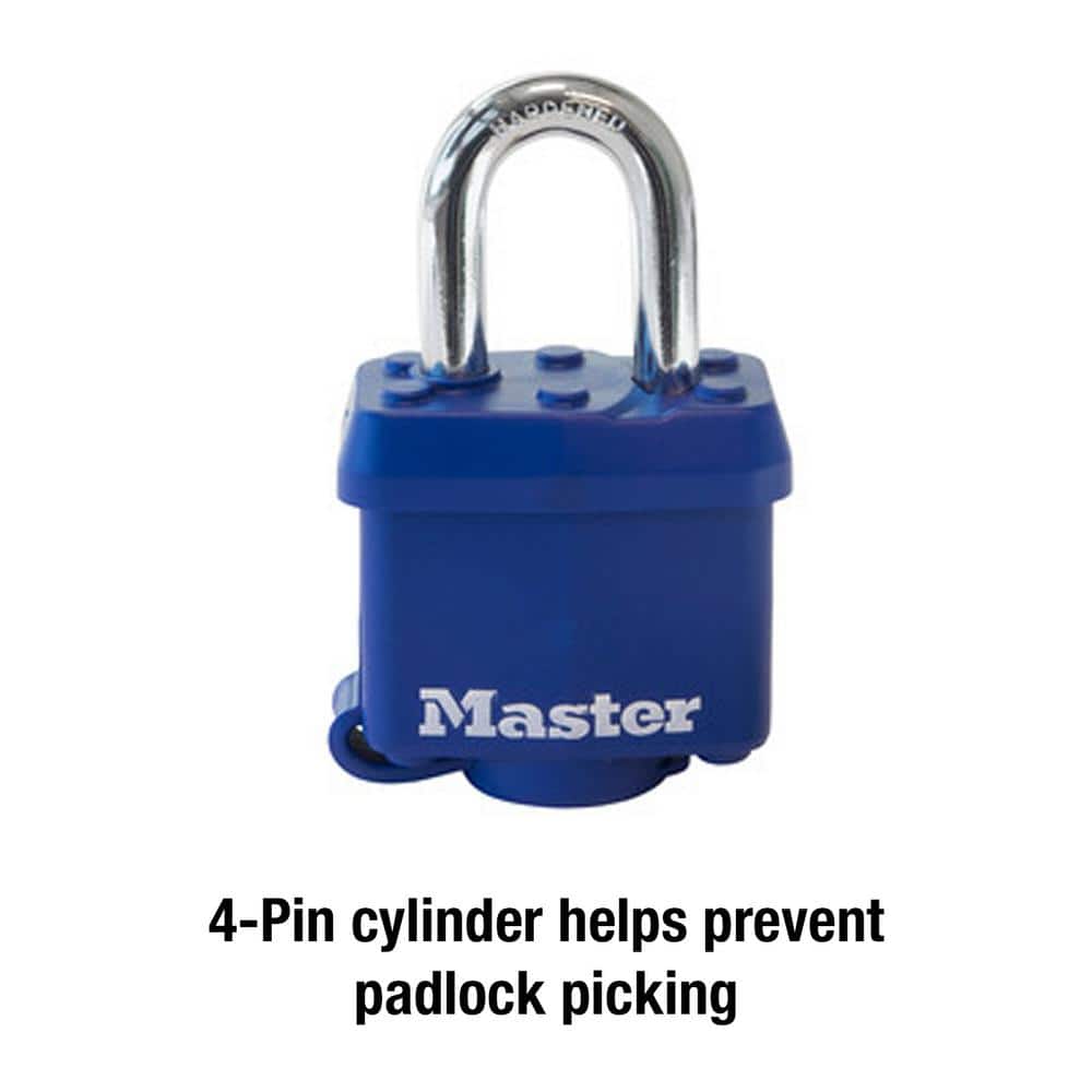 Blue Vinyl Covered Steel Weatherproof Padlock with Key