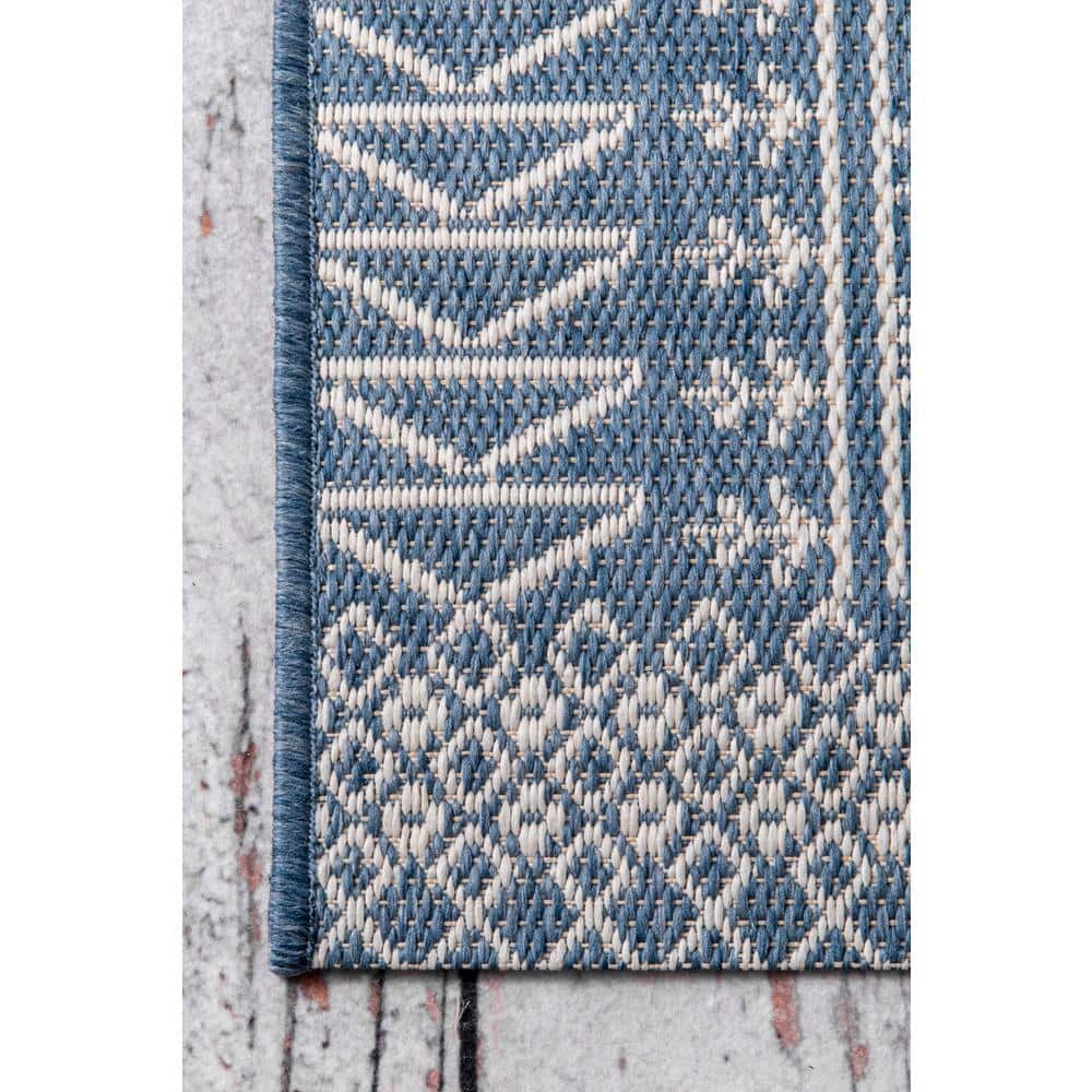 Kandace Blue Synthetic Outdoor Area Rug 5'3" x 7'6"
