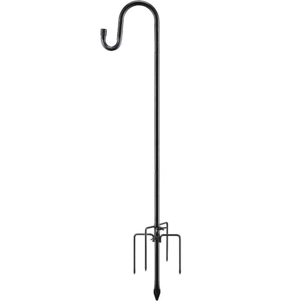 78-Heavy Duty Bird Feeder Pole with Shepherd's Hook Black Rustproof for Outdoor Hanging Birdfeeders and Decor