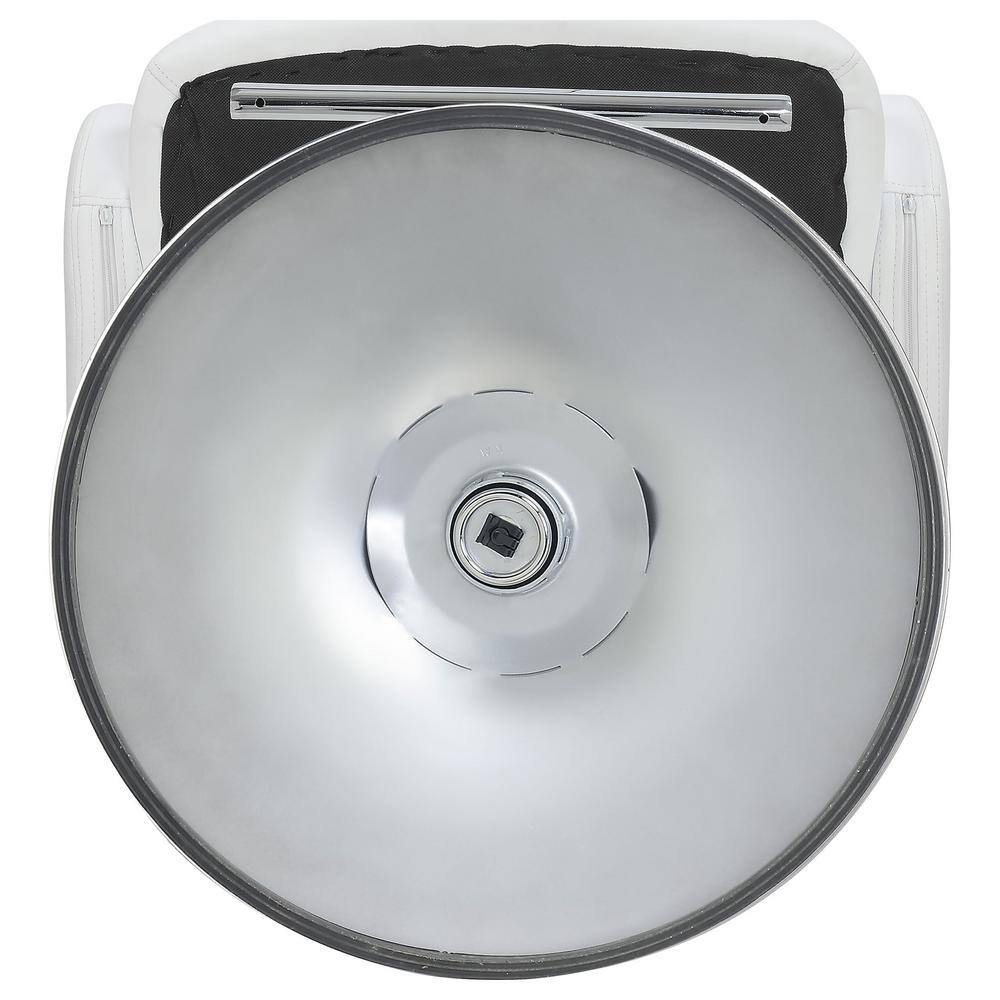 White Adjustable Swivel Bar Stool with Chrome Base