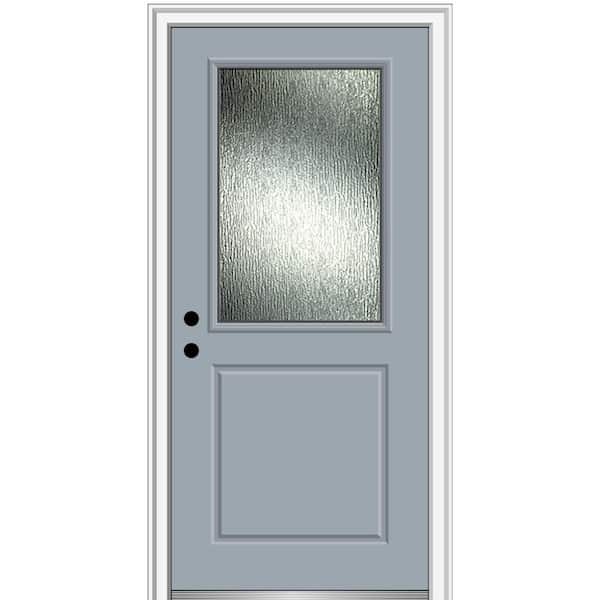 MMI Door 32 in. x 80 in. Right-Hand/Inswing Rain Glass Storm Cloud Fiberglass Prehung Front Door on 4-9/16 in. Frame