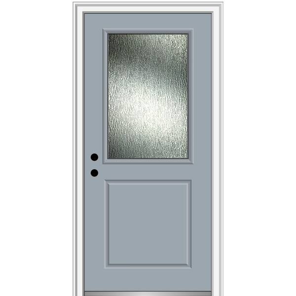 MMI Door 32 in. x 80 in. Right-Hand/Inswing Rain Glass Storm Cloud Fiberglass Prehung Front Door on 6-9/16 in. Frame