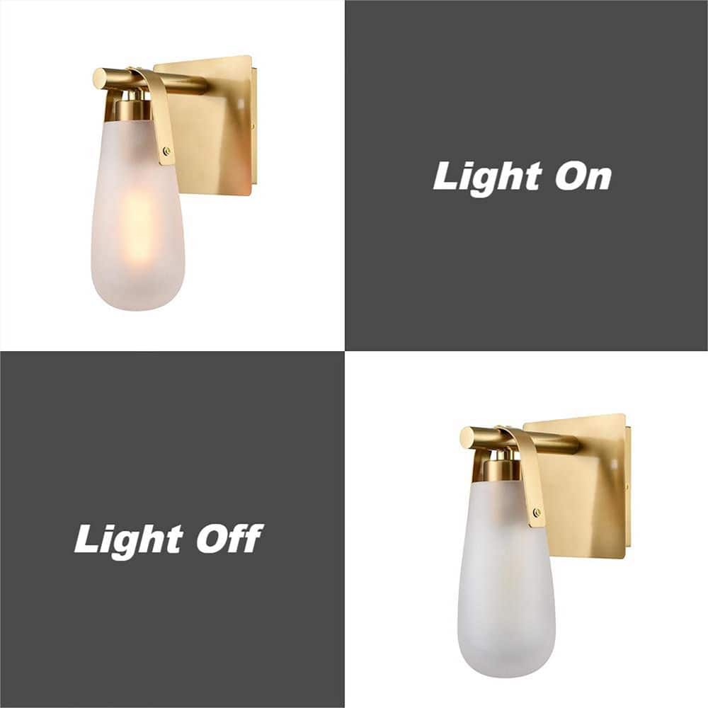 Gold and Frosted Glass Modern Wall Sconce with Dimmable LED