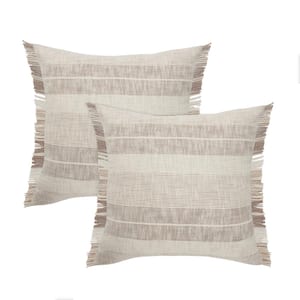 Andrew Brown/Ivory Striped 100% Cotton 20 in. x 20 in. Indoor Throw Pillow (Set of 2)