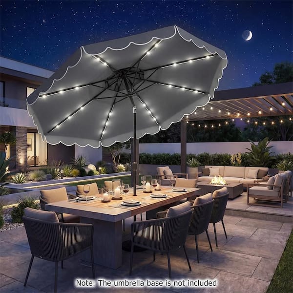 8 patio umbrella with 24 spines 10Ft. Table Led Lights Equipped with protective rib pockets 10Ft. Patio Table Umbrella With
