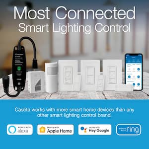 Caseta Smart Switch Starter Kit with Smart Hub, Neutral Wire Required, White (P-BDG-PKG1WS)