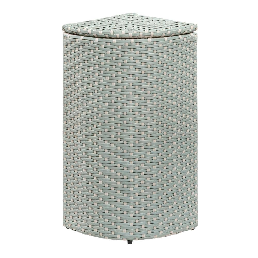 Mint Blue and White Plastic Corner Outdoor Trash Can