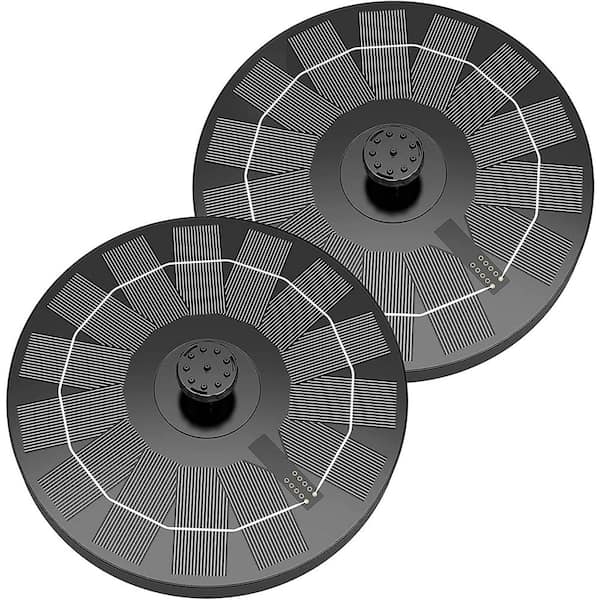 2.5-Watt Solar Bird Bath Fountain Pump with 6 Nozzles for Bird Bath Outdoor in Black (2-Pack)