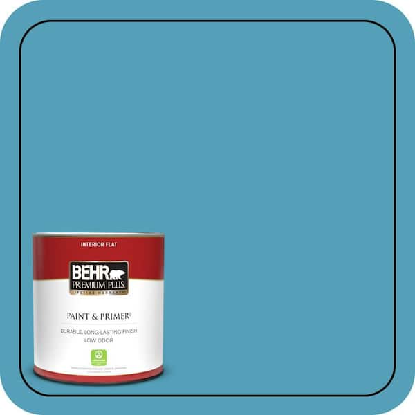 BEHR PREMIUM PLUS 1 qt. #M480-5A North Pole Blue Flat Low Odor Interior Paint & Primer