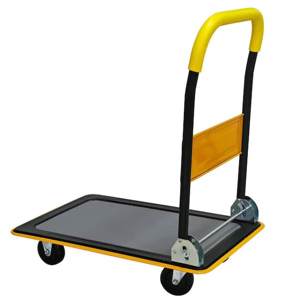 330 lbs. Weight Capacity Folding Platform Cart Heavy-Duty Hand Truck Moving Push Flatbed Dolly Cart in Yellow